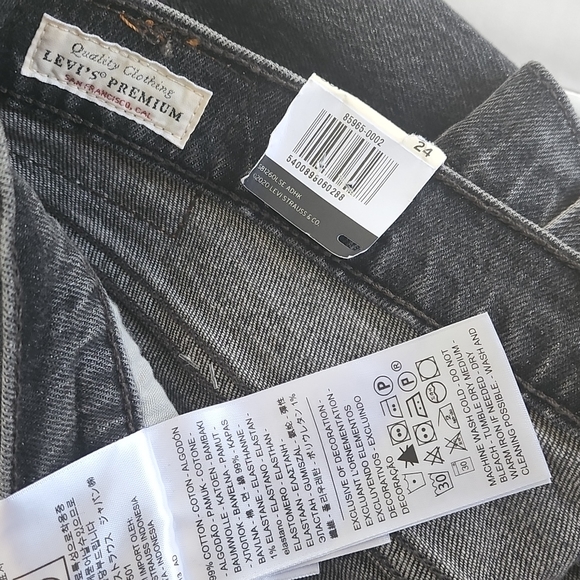 501 levis PREMIUM shorts high rise shorts button fly faded black NWt! Size 24 - Picture 12 of 12